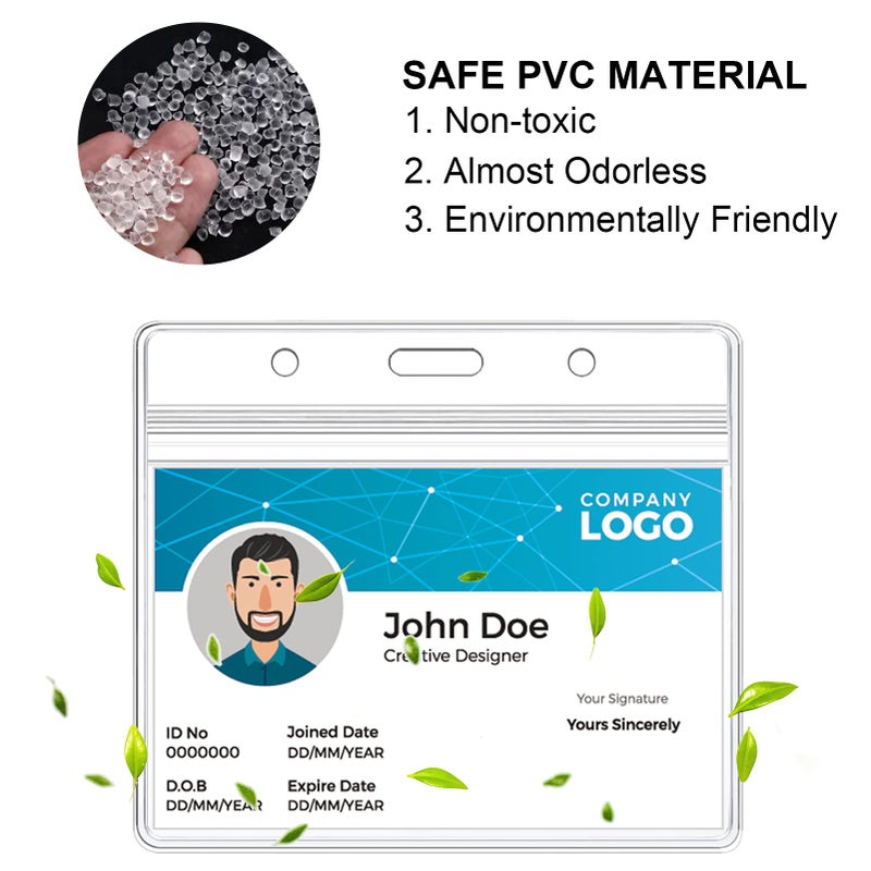 50 حزمة من حامل شارة الاسم من koorito مع مشبك حامل شارة أفقي PVC شفاف ومشبك شارة معدنية مقاوم للماء وسحاب قابل للإغلاق وعلامات حامل اسم مع مشبك شارة - Image 4